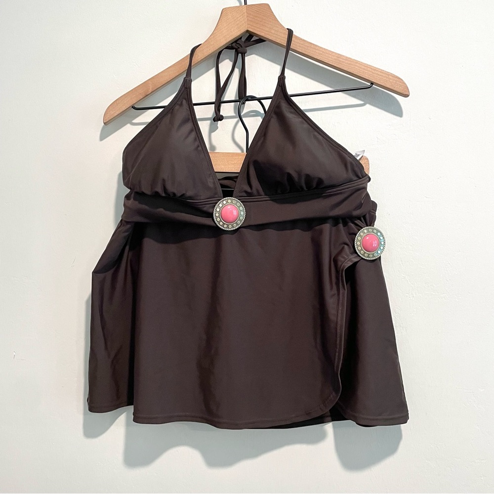 Christina 2PC Halter Medallion Top + Swim Skirt Swim Suit